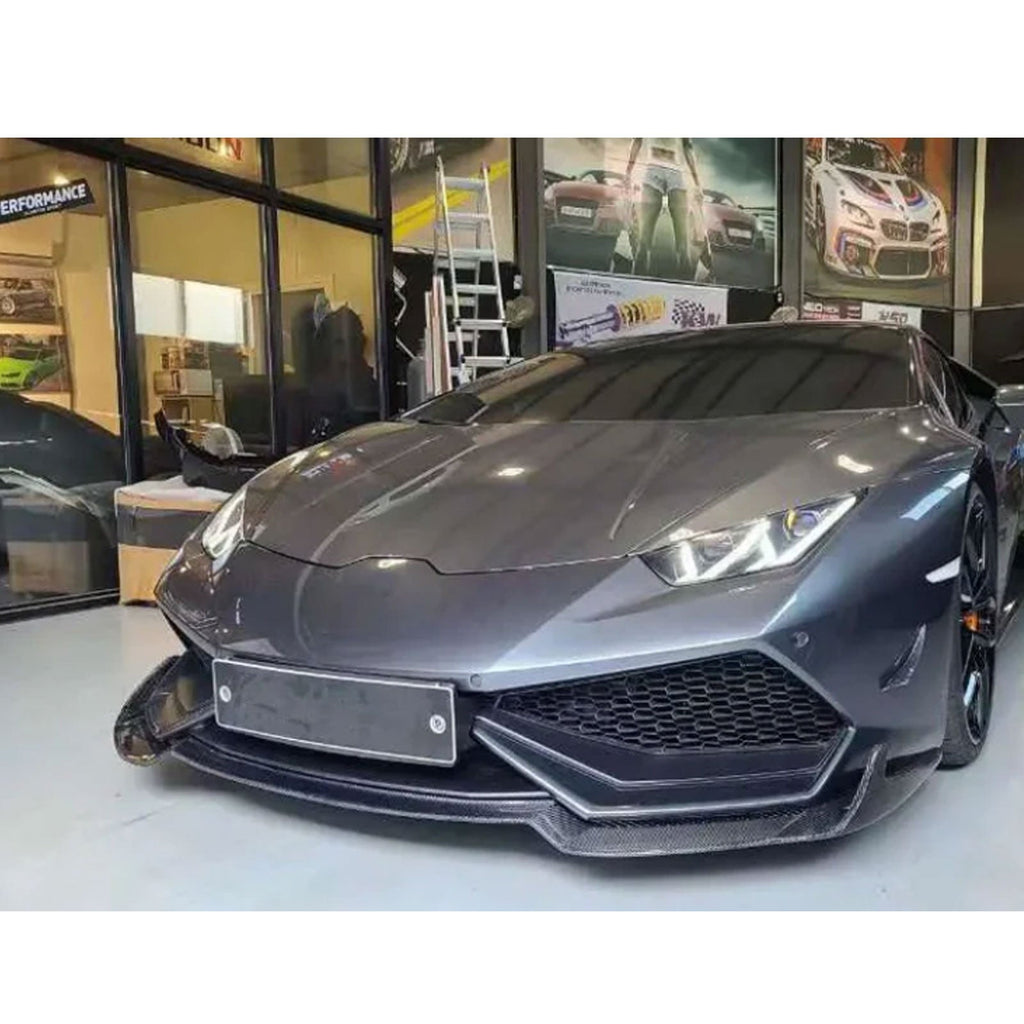 R Style Carbon Fiber Front Lip for Lamborghini Huracan LP580 LP600 LP610
