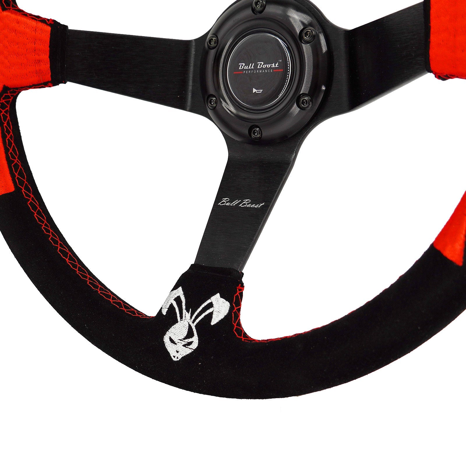 Okinawa Japan Rising Sun Universal 350mm 3"Deep Dish 6-Bolt Steering Wheel Black Suede