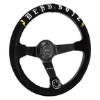 Deadboyz Universal 350mm 3"Deep Dish 6-Bolt Steering Wheel Black Suede