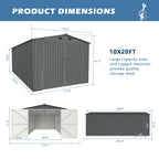 10'x20' Metal Shed with Double Front Doors & Side Entry Door