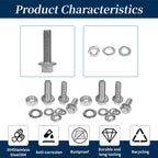 292 Pcs 304 Stainless Steel Bolts and Nuts Kit, A2 Hex Head Flange Nut and Bolt Set M6 M8 M10