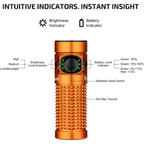 OLIGHT BATON4KITOG Baton 4 Powerful EDC Flashlight 1300 Lumens - Orange-Premium (With Charging Case)
