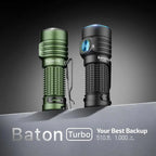 OLIGHT BATONTURBOBKRGL Baton Turbo Compact EDC Flashlight with 510m Long-Range Beam - Black