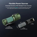 OLIGHT BATONTURBOODGRGL Baton Turbo Compact EDC Flashlight with 510m Long-Range Beam - OD Green