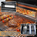 65" 4-Burner 72,000 BTU Black Outdoor Kitchen Island Grill + Round Side Burner