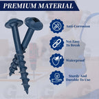 #8 Pocket Hole Screws Exterior Pocket Screw Coarse Thread Square Drive Washer Head Blue Coated With 100MM Drive Bit