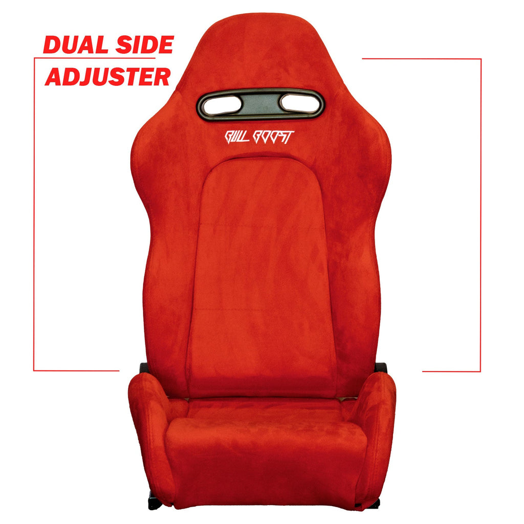 Inferno Red Universal Adjustable Black Luxury Racing SR3 Style Alcantara Seat