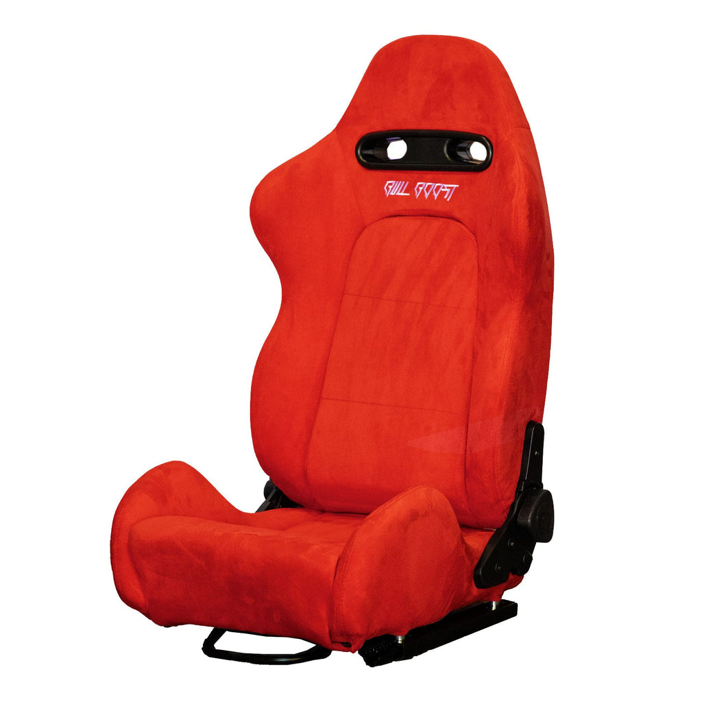 Inferno Red Universal Adjustable Black Luxury Racing SR3 Style Alcantara Seat