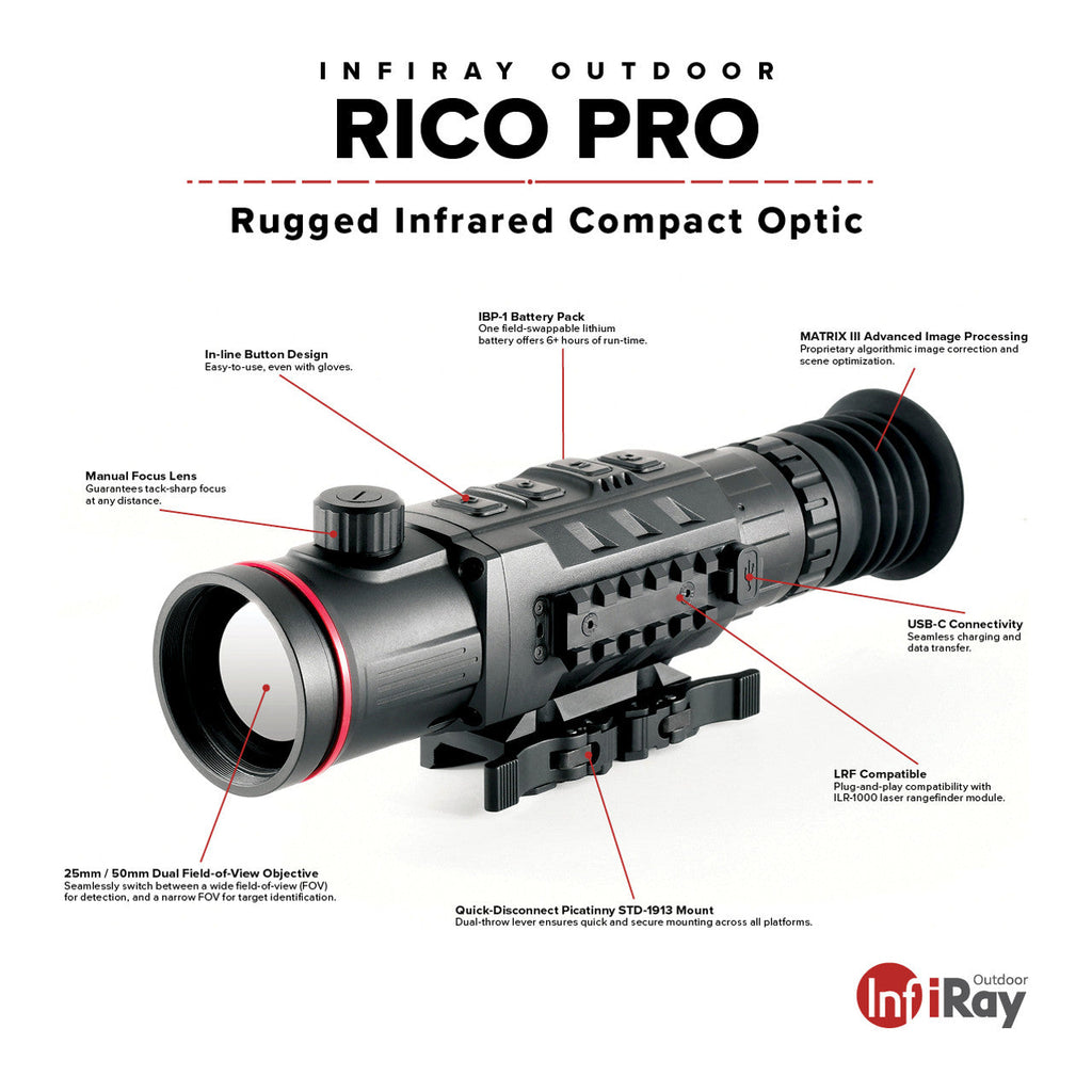 iRay Rico Pro - 640 Variable 25/50mm Thermal Weapon Sight