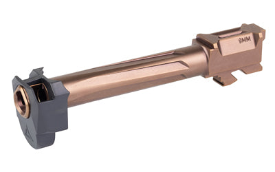 Radian Weapons RAMJET Barrel |  AFTERBURNER Compensator |  9MM |  DLC Finish |  Bronze and Black |  INTRA-LOK Mounting System |  Fits Glock 19/19X/45 Gen5