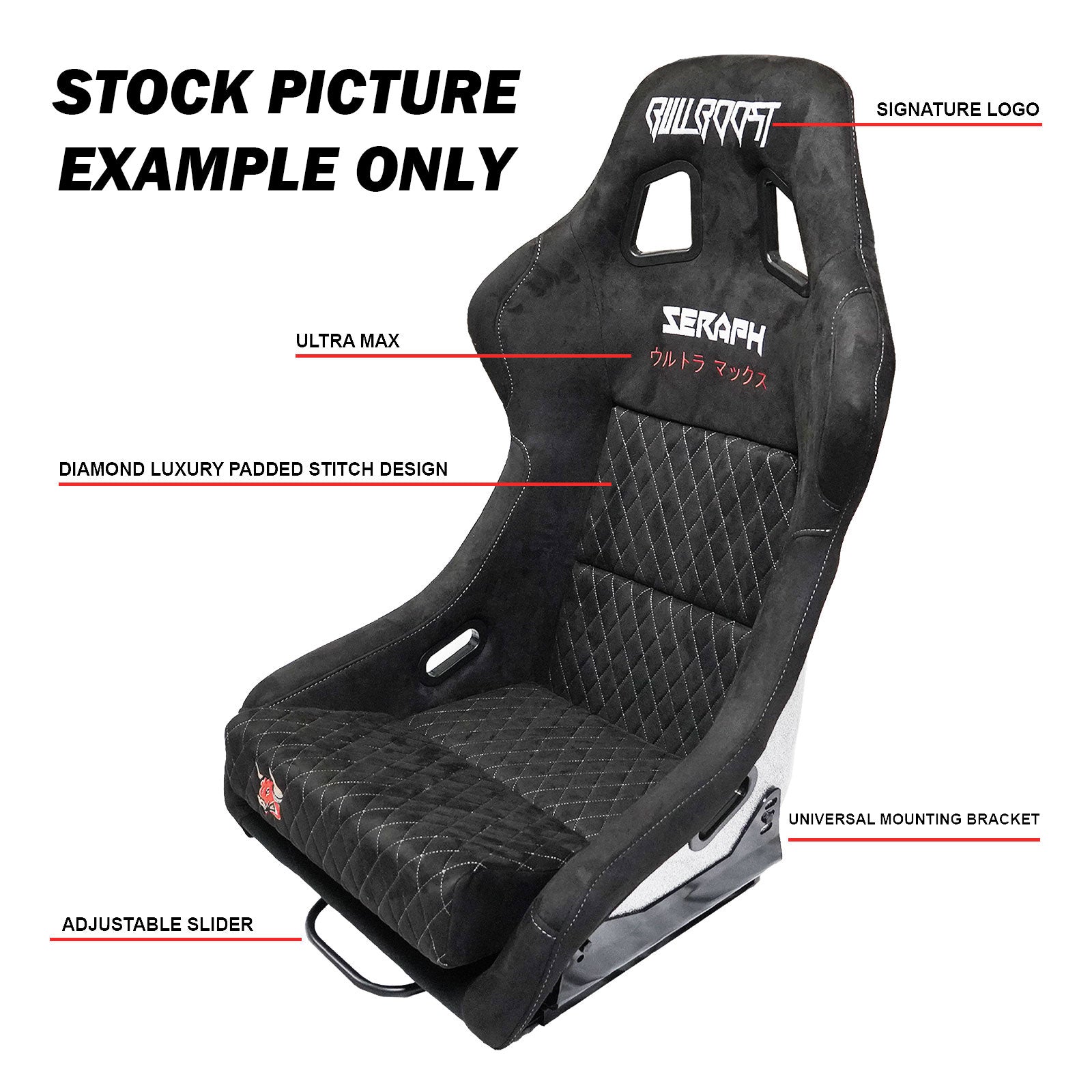 Blue Bull Boost Adjustable Racing Lowered Ultra Max Bucket Seat with Slider Rails