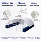80'x80'x25' Double Truss Container Canopy Shelter with Front & Rear Panel