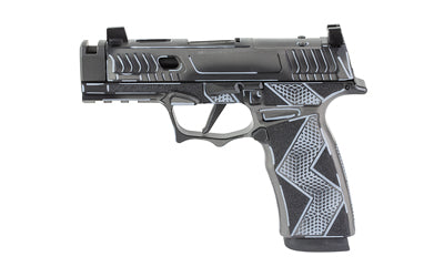 Sig Sauer P365X Komodo Anime |  Striker Fired |  Semi-automatic |  9MM |  3.1" Zaffiri Threadless Compensated Barrel |  Komodo Aluminum Grip Module |  Custom Black Cerakote Finish by Shark Coast Tactical |  Fixed Sights |  Optic Ready |  17 Rounds |  2 Ma