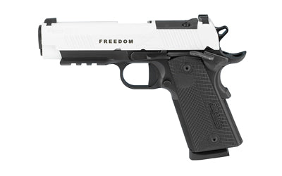 Sig Sauer 1911 X Carry |  Single Action Only |  Semi-automatic |  Metal Frame Pistol |  Carry Size |  45ACP |  4.2" Barrel |  Cerakote Slide |  DLC Frame |  White Slide with Freedom Engraving |  Black Frame |  G10 Grips |  Optics Ready |  X-RAY3 Day/Night