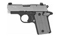 Sig Sauer P238 |  California Compliant |  Single Action Only |  Semi-automatic |  Metal Frame Pistol |  Compact |  380 ACP |  2.7" Barrel |  Alloy |  Two-Tone |  Gray Polymer Grips |  SIGLITE Night Sights |  Manual Thumb Safety |  6 Rounds |  1 Magazine