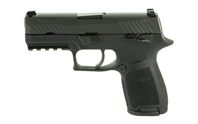 Sig Sauer P320 |  Compact |  Massachusetts Compliant |  Striker Fired |  Semi-automatic |  Polymer Frame Pistol |  9MM |  3.9" Barrel |  Nitron Finish |  Black |  SIGLITE Night Sights |  10 Rounds |  2 Magazines