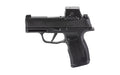Sig Sauer P365X |  Striker Fired |  Semi-automatic |  Polymer Frame Pistol |  Micro-Compact |  9MM |  3.1" Barrel |  Nitron Finish |  Black |  XRAY3 Day/Night Sights |  12 Rounds |  2 Magazines |  Includes Romeo-X SIG-LOC Compact Optics