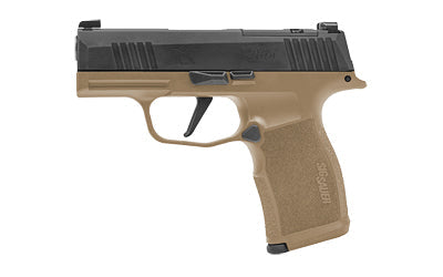 Sig Sauer P365X |  Striker Fired |  Semi-automatic |  Polymer Frame Pistol |  Sub-Compact |  9MM |  3.1" Barrel |  Nitron Finish |  Black Slide |  Coyote Frame |  XRAY3 Day/Night Sights |  2 Magazines |  12 Rounds