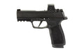 Sig Sauer P365 XMACRO |  Striker Fired |  Semi-automatic |  Polymer Framed Pistol |  Sub-Compact |  9MM |  3.7" Barrel |  Nitron Finish |  Black |  XRAY3 Day/Night Suppressor Sights |  Includes ROMEO-X Compact Red Dot |  17 Rounds |  2 Magazines
