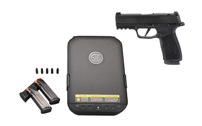 Sig Sauer P365 XMACRO |  Striker Fired |  Semi-automatic |  Polymer Frame Pistol |  Sub-Compact |  9MM |  3.7" Barrel |  Nitron Finish |  Black |  X-Series Grip |  Manual Safety |  XRAY3 Sights |  10 Rounds |  3 Magazines |  Includes 5 Dummy Rounds and (1