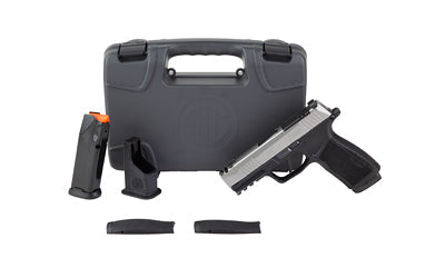 Sig Sauer P365 XMACRO COMP |  Semi-automatic |  Striker Fired |  Polymer Frame Pistol |  Compact |  9MM |  3.1" Integrally Compensated Barrel |  Nitron Finish |  Silver Slide |  Black Frame |  Macro-Compact Grip Module with 1913 Rail |  XRAY3 Day/Night Si