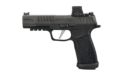Sig Sauer P365 FUSE |  Striker Fired |  Semi-automatic |  Polymer Frame Pistol |  Compact |  9MM |  4.3" Barrel |  Cerakote Finish |  Black |  Sig Sauer Romeo-X Compact Red Dot |  Sig Sauer LXG Grip |  Fiber Optic Front Sight |  Black Serrated Rear Sights