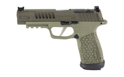 Sig Sauer P365 FUSE |  Semi-automatic |  Polymer Frame Pistol |  Compact |  9MM |  4.3" Barrel |  Custom 2-Tone Green Cerakote Finish by Shark Coast Tactical |  Sig Sauer LXG Grip |  Fiber Optic Front and Low Profile Combat Rear Sights |  3 Magazines |  (