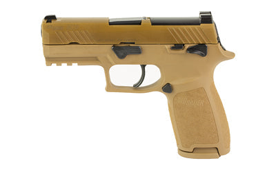 Sig Sauer P320 Carry M18 |  Striker Fired |  Semi-automatic |  Polymer Frame Pistol |  Compact |  9MM |  3.9" Barrel |  PVD Finish |  Coyote |  SIGLITE Night Sights |  Manual Safety |  Optics Ready |  3 Magazines |  (1) 17-Round and (2) 21-Round