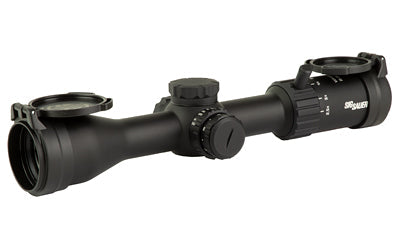 Sig Sauer WHISKEY4 |  Rifle Scope |  2.5-10X42mm |  Second Focal Plane |  Hellfire Illuminated Quadplex Reticle |  42mm Objective |  30mm Main Tube |  Matte Finish |  Black |  0.25 MOA Adjustment |  Included Flip Back Lens Cover