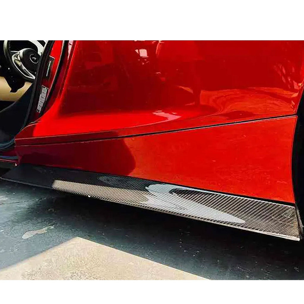 V2 Style Dry Carbon Fiber Side Skirt Door Extensions Set for McLaren GT