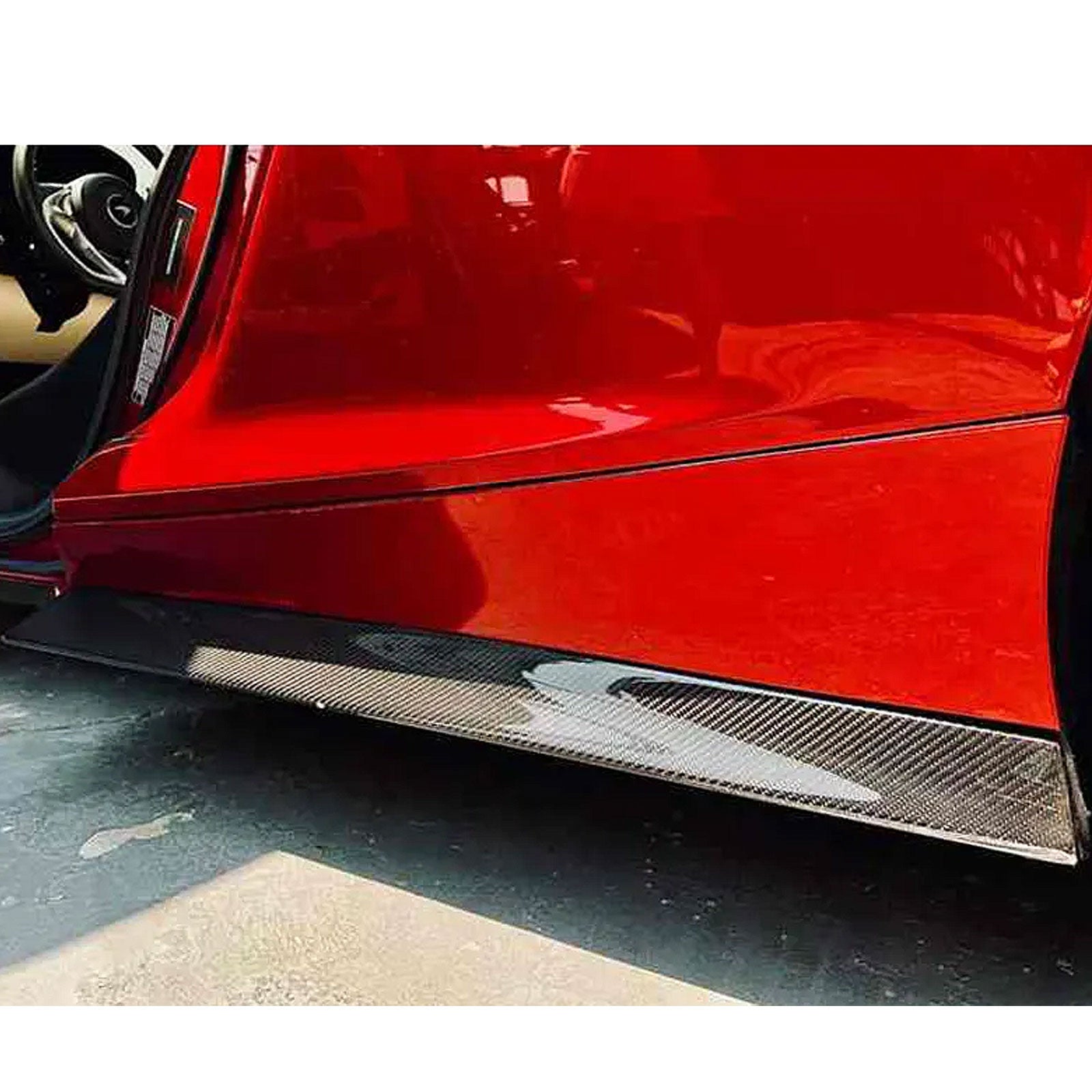 V2 Style Dry Carbon Fiber Side Skirt Door Extensions Set for McLaren GT