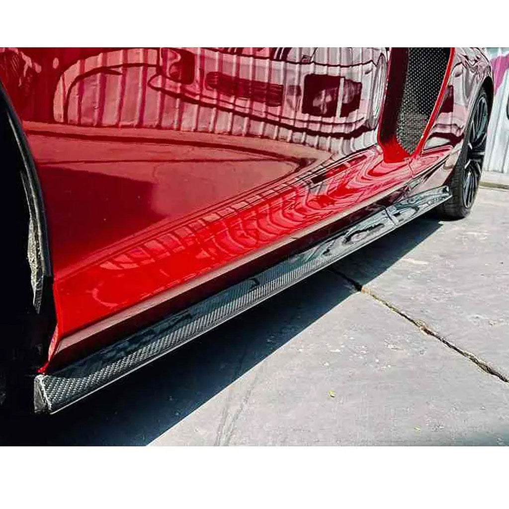 V2 Style Dry Carbon Fiber Side Skirt Door Extensions Set for McLaren GT