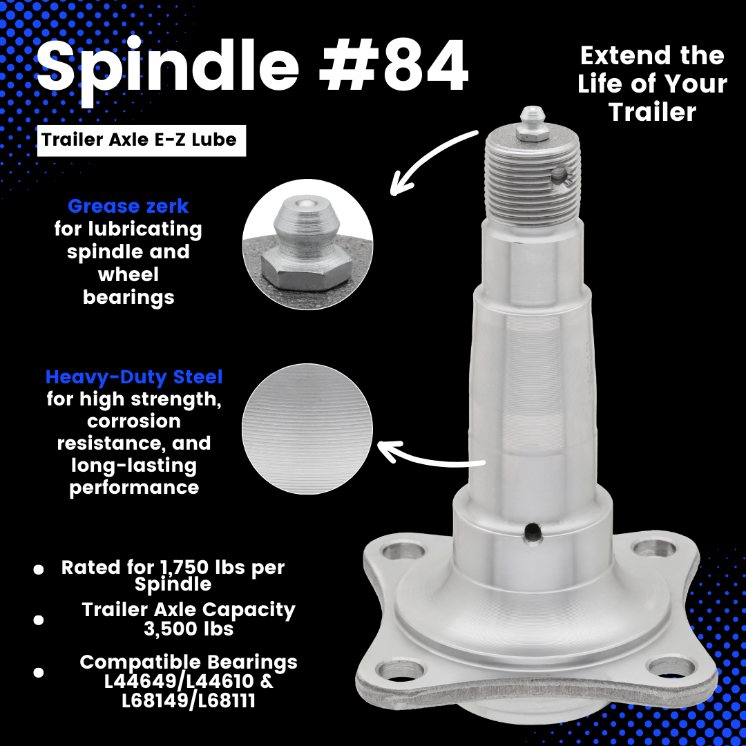 Spindle #84 - Weld-On Brake Flange - 3,500 lbs Trailer Axle