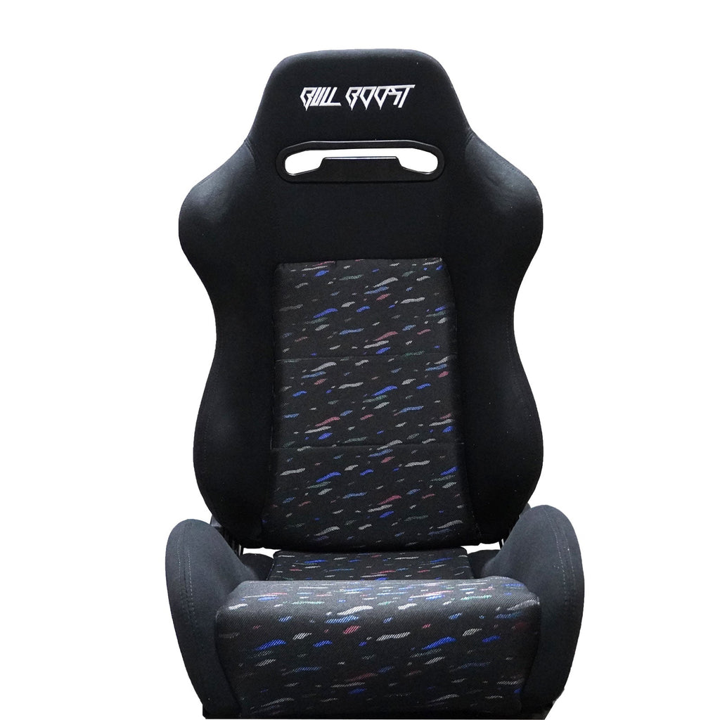 Adjustable Black Luxury Racing Lowered SR3 CONFETTI Style Velvet Seat w/ Sliders