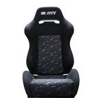 Adjustable Black Luxury Racing Lowered SR3 CONFETTI Style Velvet Seat w/ Sliders