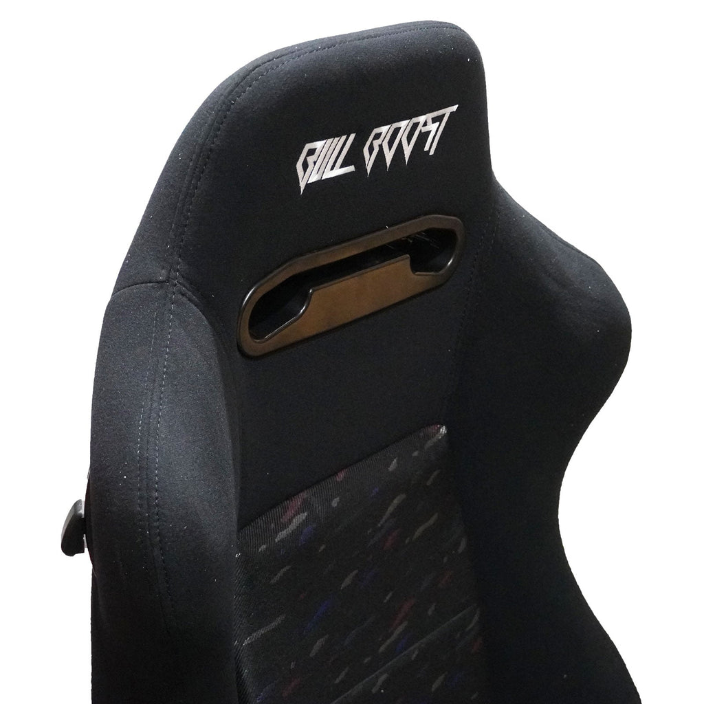Adjustable Black Luxury Racing Lowered SR3 CONFETTI Style Velvet Seat w/ Sliders