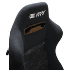 Adjustable Black Luxury Racing Lowered SR3 CONFETTI Style Velvet Seat w/ Sliders