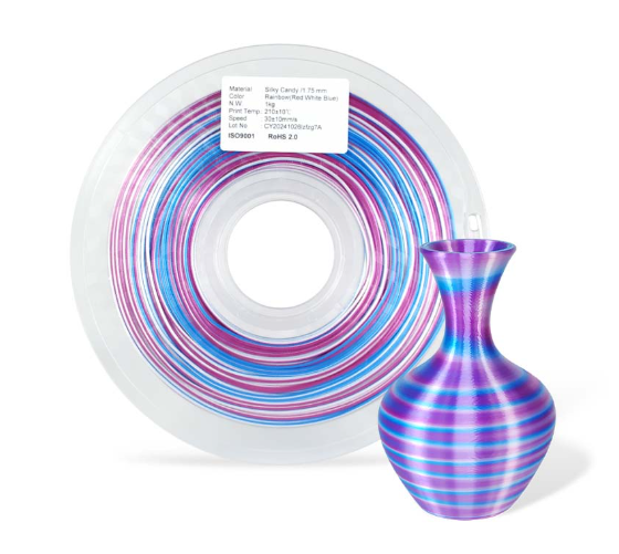Hello3D Rainbow PLA Silk Filament – 1.75mm, 1kg