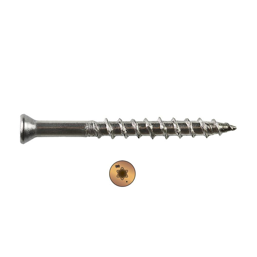 #7 x 3 Simpson Trim-Head Deck-Drive™ DWP Wood Screws - 6-Lobe Drive 316 Stainless Steel Tan 03 (T20) - Box (350)