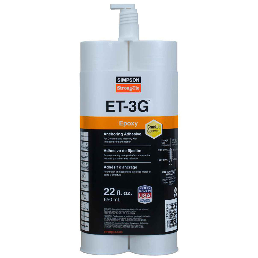 Simpson ET-3G™ Epoxy Adhesive 22-oz. side-by-side cartridge Includes (1) EMN22i mixing nozzle and (1) extension ***GROUND SHIPPING ONLY***