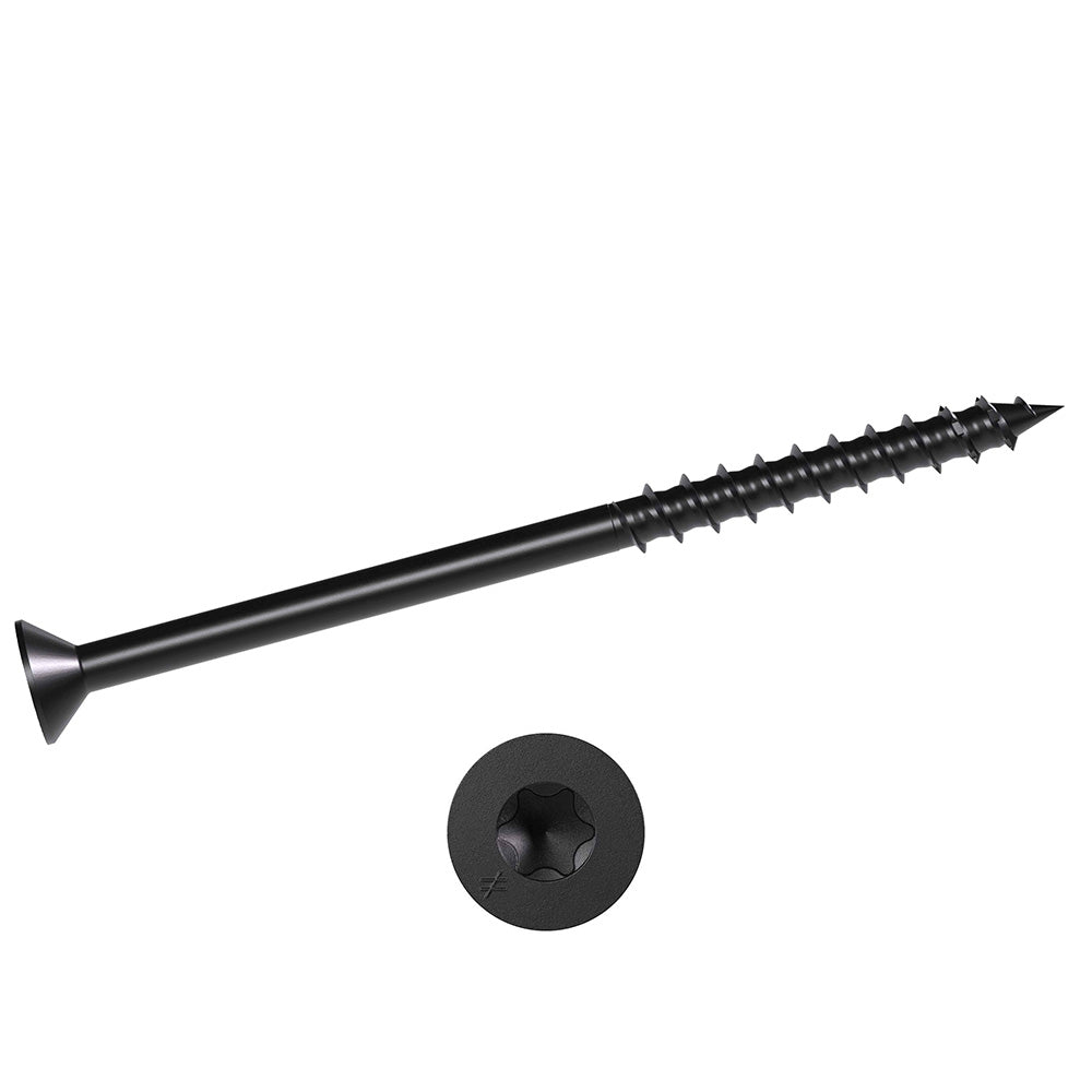 3/16 x 1 1/4 Simpson Flat Head Titen Turbo™ Concrete and Masonry Screw Anchor Zinc Plated w/ Ceramic Coat Black (T25 6-Lobe) - Box (100)