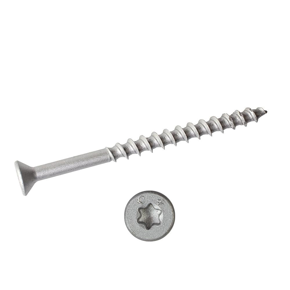3/16 x 1 3/4 Simpson Flat Head Titen Turbo™ Concrete and Masonry Screw Anchor Zinc Plated w/ Ceramic Coat Silver (T25 6-Lobe) - Box (1000)