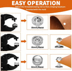 Snap Button Kit, Heavy Duty Snap Fastener Tool, Snaps Pliers for Metal Snaps Includes 80 Sets 15mm, Adjustable Snap Setter Tool for Fastening Repairing Boat Covers Canvas