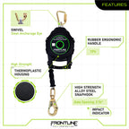 Frontline RPG20 20' Cable Single Leg SRL with Steel Snap Hook End with Carry on Handle and Tagline