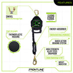 Frontline RPGCLE Leading Edge Cable Single Leg SRL with Steel Snap Hook End with Carry on Handle and Tagline 50'