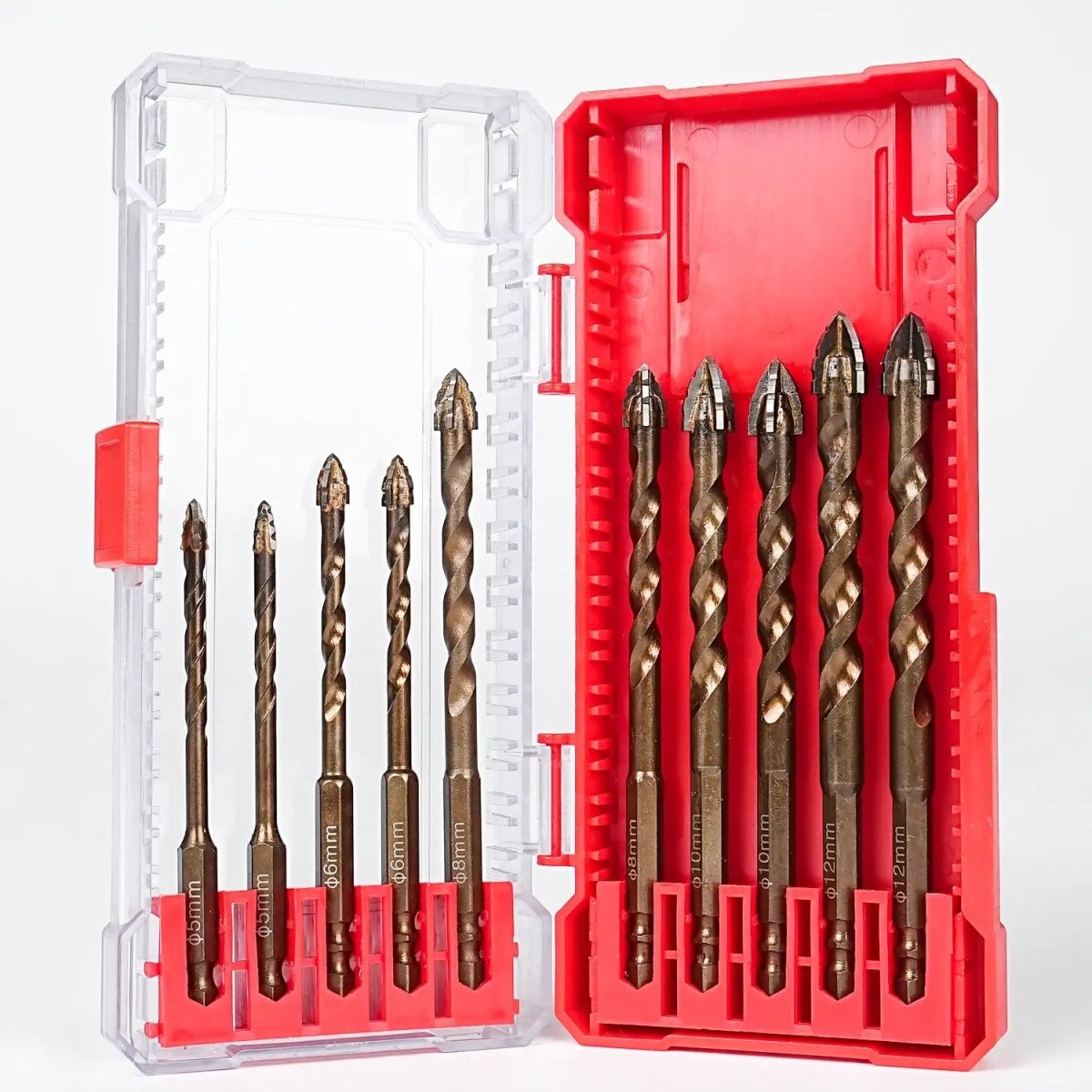 10PCS High-Strength Eccentric Twist Drill Bit,New Four-FluteSawtooth Eccentric Drill Bit,Multifunction Drill Bit Set(5/6/8/10/12)