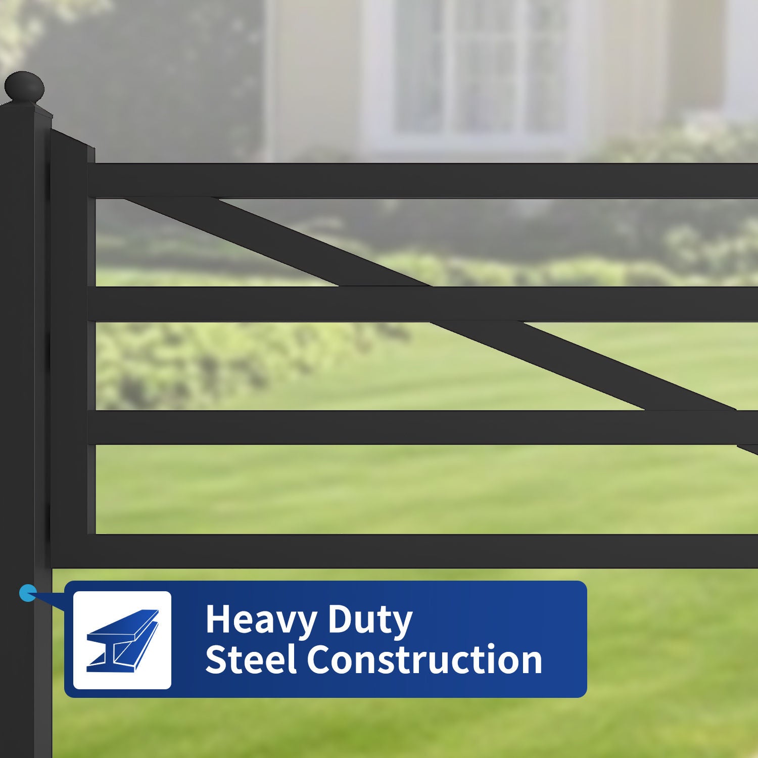 20 ft Farm Driveway Gate with Diagonal Tubes, Dual Swing