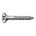 Wood Screw, #12, 1-3/4 in, Plain 18-8 Stainless Steel Flat Head Phillips Drive, 100 PK