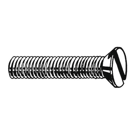#10-24 x 1-1/2 in Slotted Flat Machine Screw, Zinc Plated Steel, 100 PK