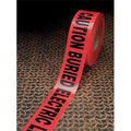Barricade Tape, Caution Buried Electric Line Below, Red, 3 in Wide x 1,000 ft Length, Polyethylene